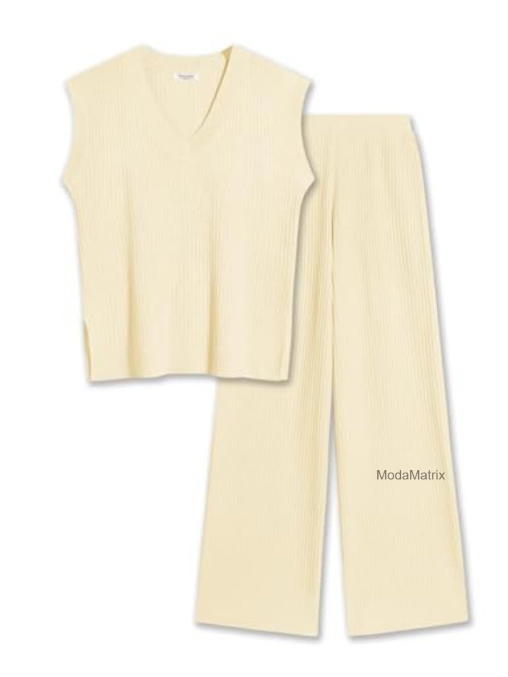 Women's 2 Piece Knit Lounge Set Sweater Vest Pants Matching Loungewear